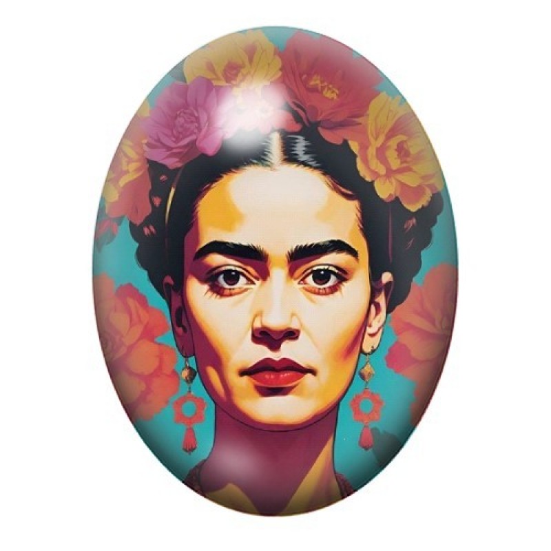 Cabochon en Verre Illustré Frida Khalo 13x18, 18x25 ou 30x40mm