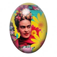 Cabochon en Verre Illustré Frida Khalo 13x18, 18x25 ou 30x40mm pour la création de bijoux fantaisie - DIY