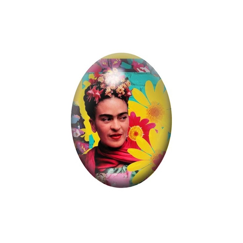 Cabochon en Verre Illustré Frida Khalo 13x18, 18x25 ou 30x40mm