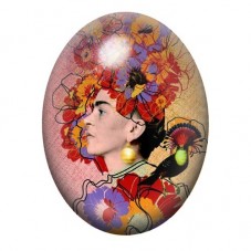Cabochon en Verre Illustré Frida Khalo 13x18, 18x25 ou 30x40mm pour la création de bijoux fantaisie - DIY