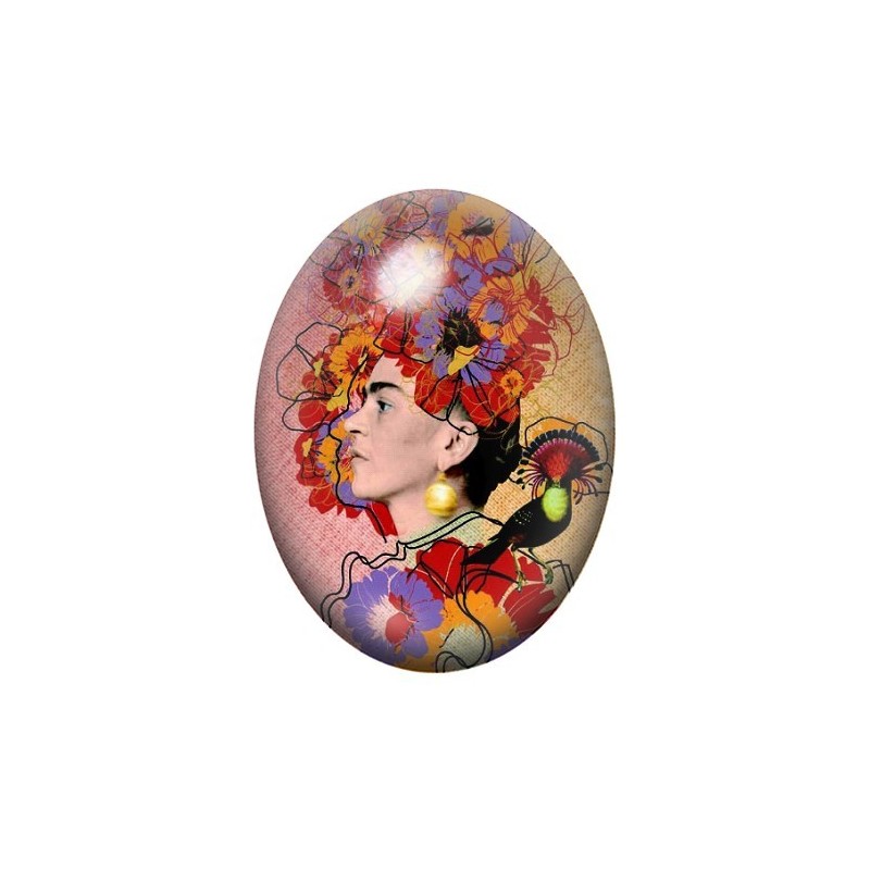 Cabochon en Verre Illustré Frida Khalo 13x18, 18x25 ou 30x40mm