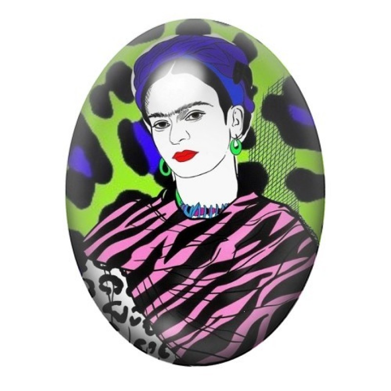 Cabochon en Verre Illustré Frida Khalo 13x18, 18x25 ou 30x40mm