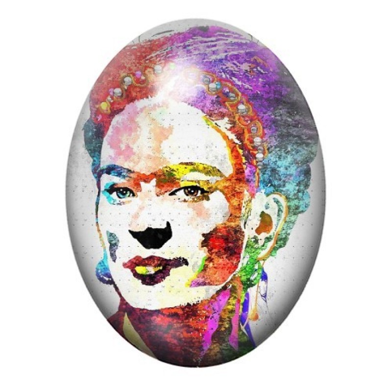 Cabochon en Verre Illustré Frida Khalo 13x18, 18x25 ou 30x40mm
