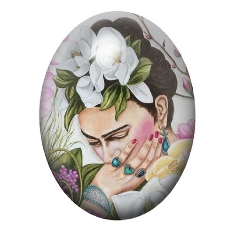 Cabochon en Verre Illustré Frida Khalo 13x18, 18x25 ou 30x40mm