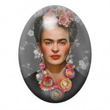 Cabochon en Verre Illustré Frida Kahlo au Collier Fleuri Coloré 13x18, 18x25 ou 30x40mm pour la création de bijoux fantaisie - D