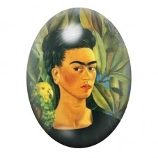 Cabochon en Verre Illustré Frida Khalo 13x18, 18x25 ou 30x40mm pour la création de bijoux fantaisie - DIY