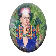 Cabochon en Verre Illustré Frida Khalo 13x18, 18x25 ou 30x40mm pour la création de bijoux fantaisie - DIY