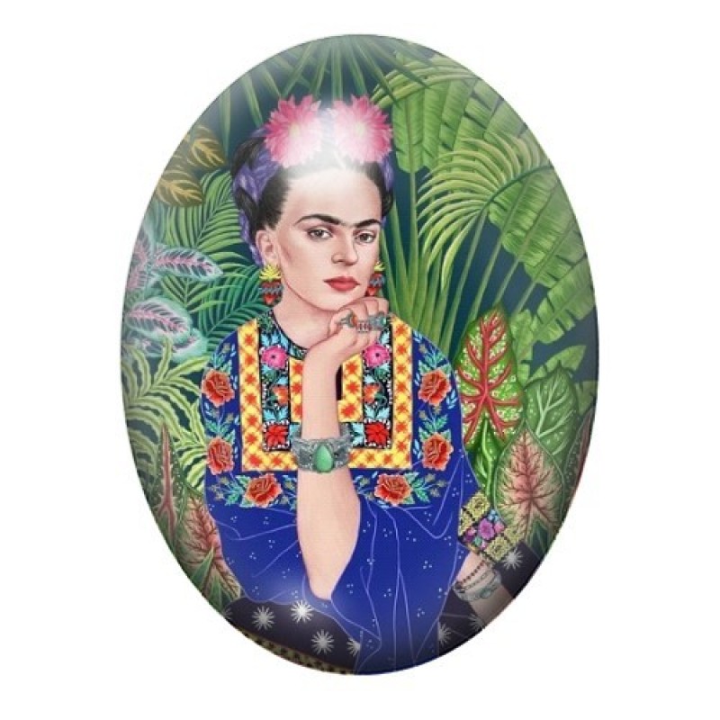 Cabochon en Verre Illustré Frida Khalo 13x18, 18x25 ou 30x40mm