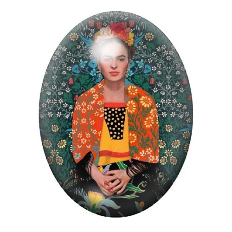 Cabochon en Verre Illustré Frida Khalo 13x18, 18x25 ou 30x40mm