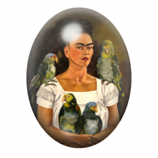 Cabochon en Verre Illustré Frida Khalo 13x18, 18x25 ou 30x40mm pour la création de bijoux fantaisie - DIY