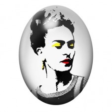 Cabochon en Verre Illustré Frida Kahlo Pop Art en Noir et Blanc 13x18, 18x25 ou 30x40mm pour la création de bijoux fantaisie - D