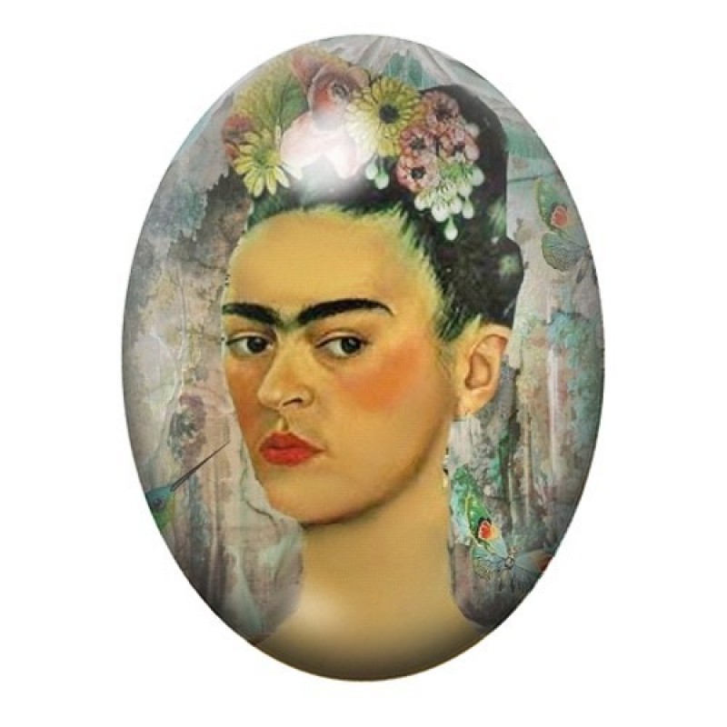 Cabochon en Verre Illustré Frida Khalo 13x18, 18x25 ou 30x40mm