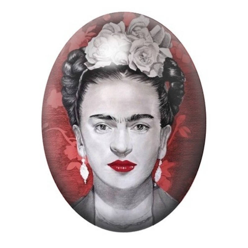 Cabochon en Verre Illustré Frida Khalo 13x18, 18x25 ou 30x40mm