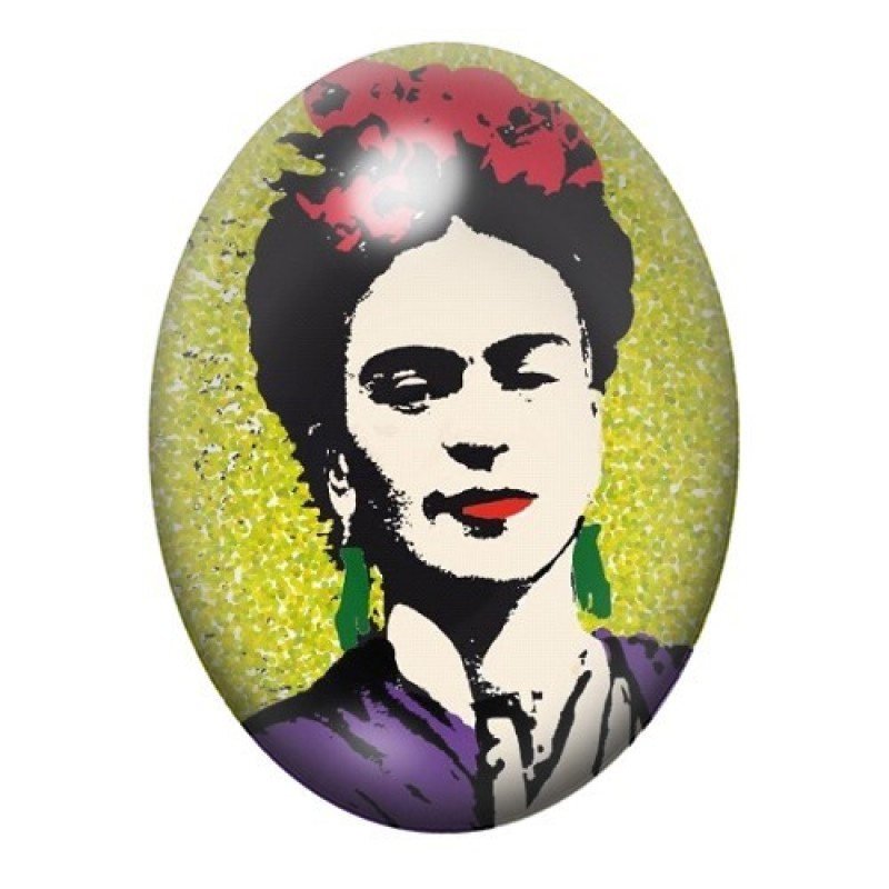 Cabochon en Verre Illustré Frida Khalo 13x18, 18x25 ou 30x40mm