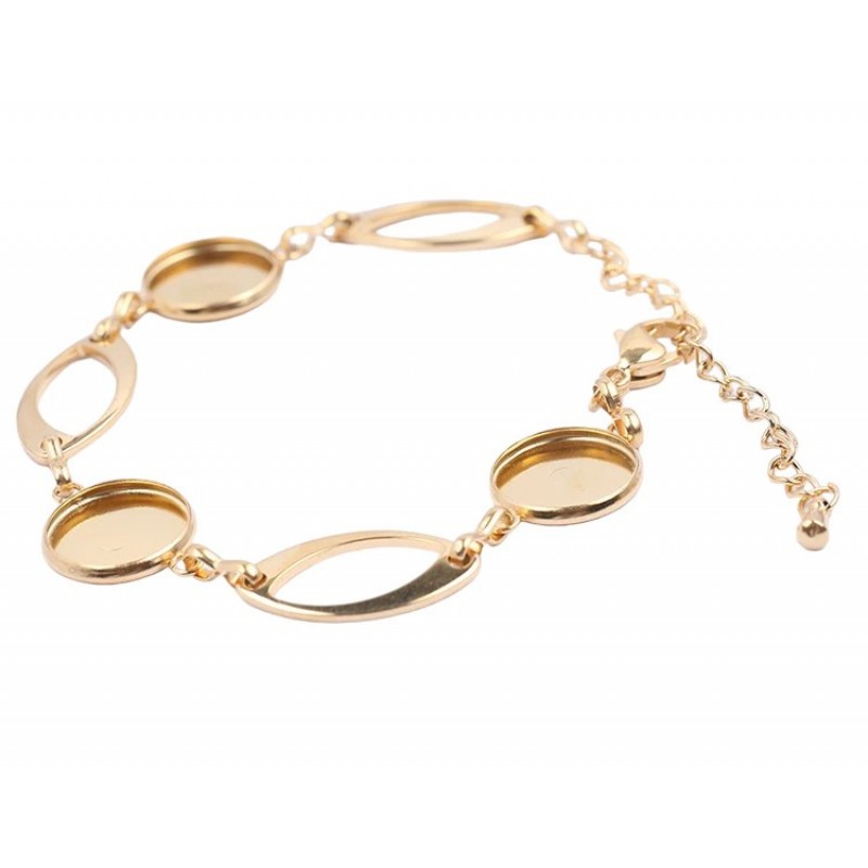 Support Bracelet Doré en Acier Inoxydable pour Cabochon 12mm