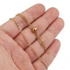 Collier Ajustable Chaîne Argentée ou Dorée à Maille 2mm en Acier Inoxydable - 58cm Long