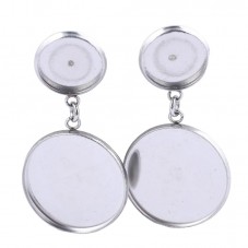 1 Paire de Support Boucle d'Oreille Puce en Acier Inoxydable pour Cabochon 12mm pour la Création de Bijoux Fantaisie - DIY
