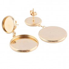 1 Paire de Support Boucle d'Oreille Puce Doré en Acier Inoxydable pour Cabochon 12 et 20mm
