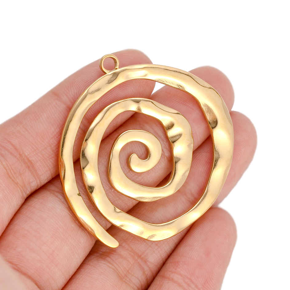 Breloque Pendentif Spirale en Métal Doré 42mm