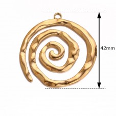 Breloque Pendentif Spirale en Métal Doré 42mm