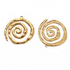 Breloque Pendentif Spirale en Métal Doré 42mm
