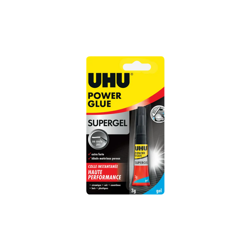 1 Tube de Colle Instantanée UHU Power glue SuperGel 3 g