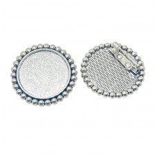 Support Broche Argenté pour Cabochon 25mm pour la Création de Bijoux Fantaisie - DIY