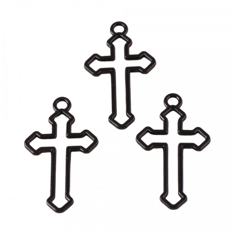 2 Breloques Croix Noire Gothique Halloween 37x21mm
