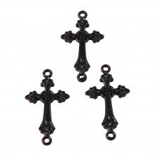 4 Connecteurs Croix Noire Gothique Halloween 30x16mm