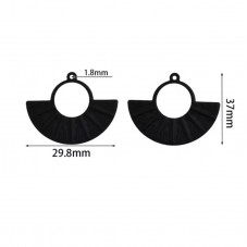 Breloque Pendentif Éventail Noir 37x30mm