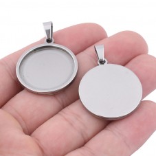 Support Pendentif Argenté en Acier Inoxydable pour Cabochon 20mm