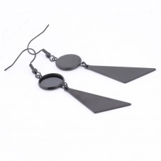 1 Paire de Support Boucle d'Oreille Noir en Acier Inoxydable pour Cabochon 12mm