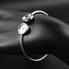 Support Bracelet Argenté en Acier inoxydable pour Double Cabochon 12mm