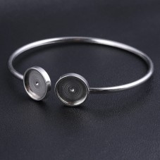 Support Bracelet Argenté en Acier inoxydable pour Double Cabochon 12mm