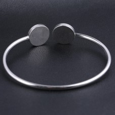 Support Bracelet Argenté en Acier inoxydable pour Double Cabochon 12mm