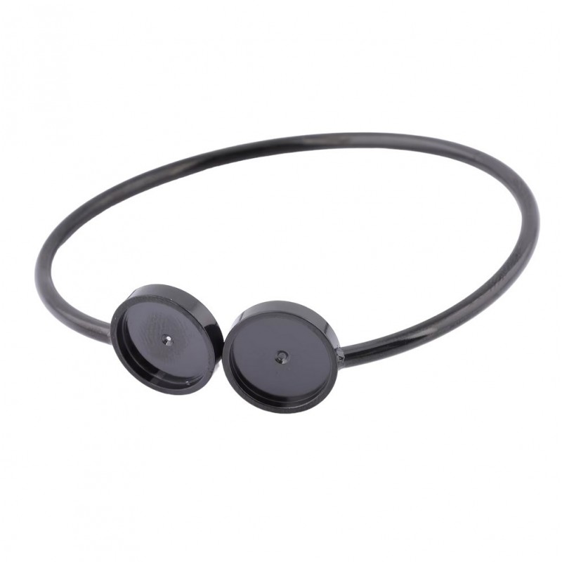 Support Bracelet Noir en Acier inoxydable pour Double Cabochon 12mm
