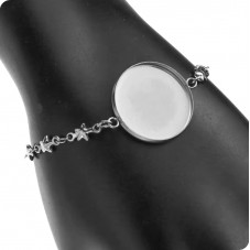 Support Bracelet Argenté Étoiles en Acier inoxydable pour Cabochon 18mm