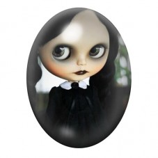 Cabochon en Verre Illustré Poupée Blythe Mercredi Addams 13x18, 18x25 ou 30x40mm pour la création de bijoux fantaisie - DIY