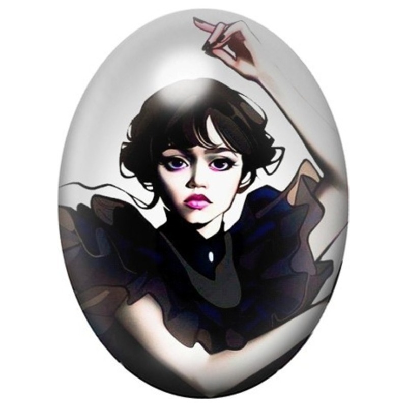 Cabochon en Verre Illustré Danseuse Gothique au Bras Levé 13x18, 18x25 ou 30x40mm