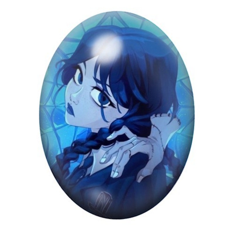 Cabochon en Verre Illustré Mercredi Addams Gothique 13x18, 18x25 ou 30x40mm