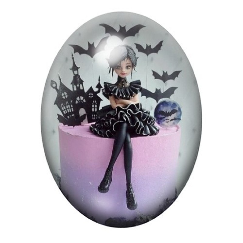 Cabochon en Verre Illustré Mercredi Addams Gothique 13x18, 18x25 ou 30x40mm