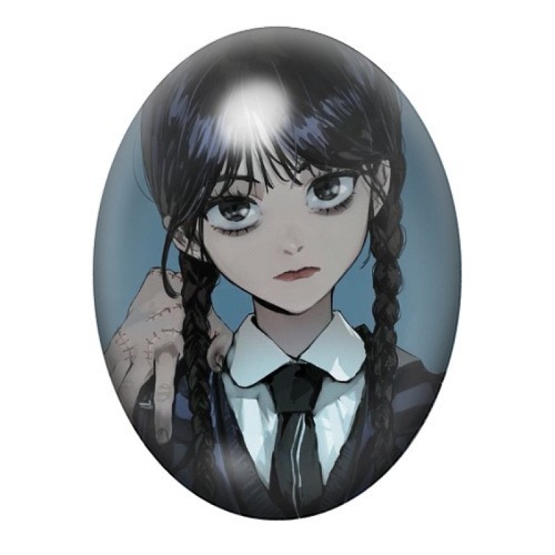 Cabochon en Verre Illustré Mercredi Addams Gothique 13x18, 18x25 ou 30x40mm