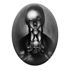 Cabochon en Verre Illustré Mercredi Addams Gothique 13x18, 18x25 ou 30x40mm  pour la Création de Bijoux Fantaisie - DIY