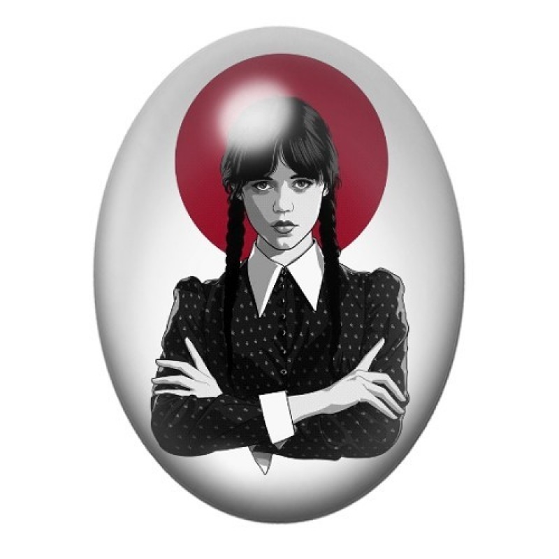 Cabochon en Verre Illustré Mercredi Addams Gothique 13x18, 18x25 ou 30x40mm