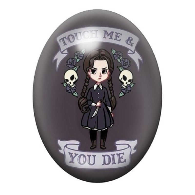 Cabochon en Verre Illustré Mercredi Addams Gothique 13x18, 18x25 ou 30x40mm