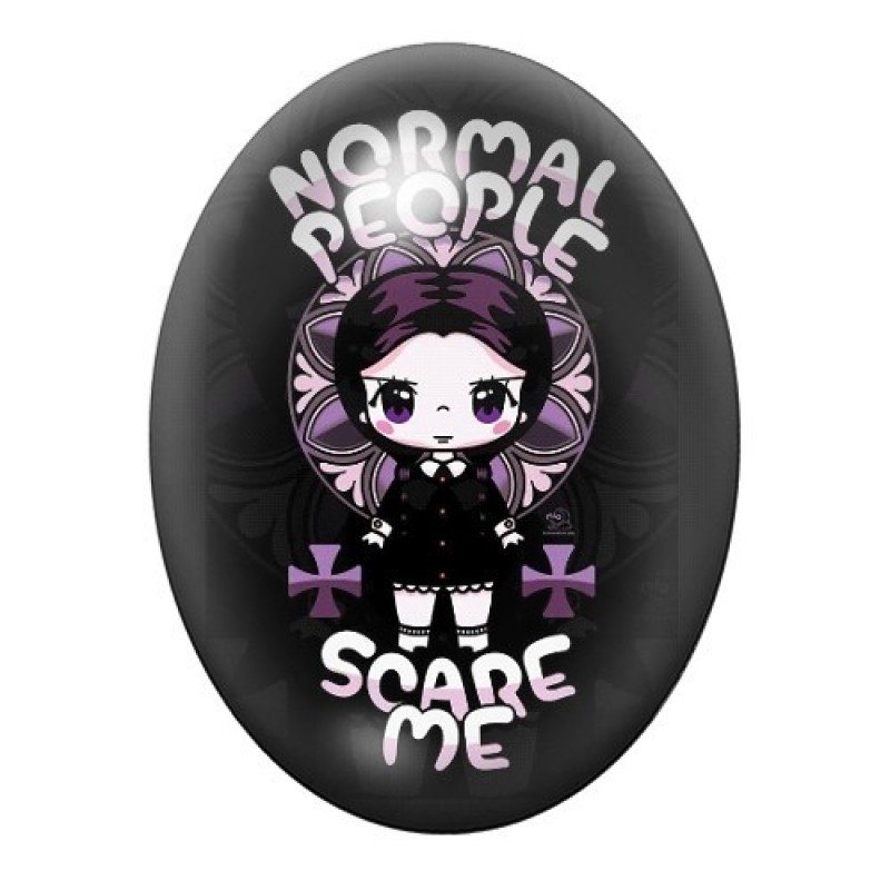 Cabochon en Verre Illustré Mercredi Addams Gothique 13x18, 18x25 ou 30x40mm