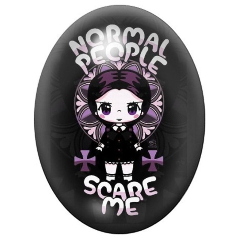 Cabochon en Verre Illustré Mini Poupée Gothique Normal People Scare Me 13x18, 18x25 ou 30x40mm