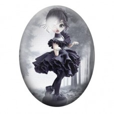 Cabochon en Verre Illustré Mercredi Addams Gothique 13x18, 18x25 ou 30x40mm  pour la Création de Bijoux Fantaisie - DIY
