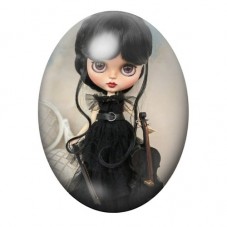 Cabochon en Verre Illustré Poupée Blythe Gothique en Robe Noire 13x18, 18x25 ou 30x40mm pour la création de bijoux fantaisie - D