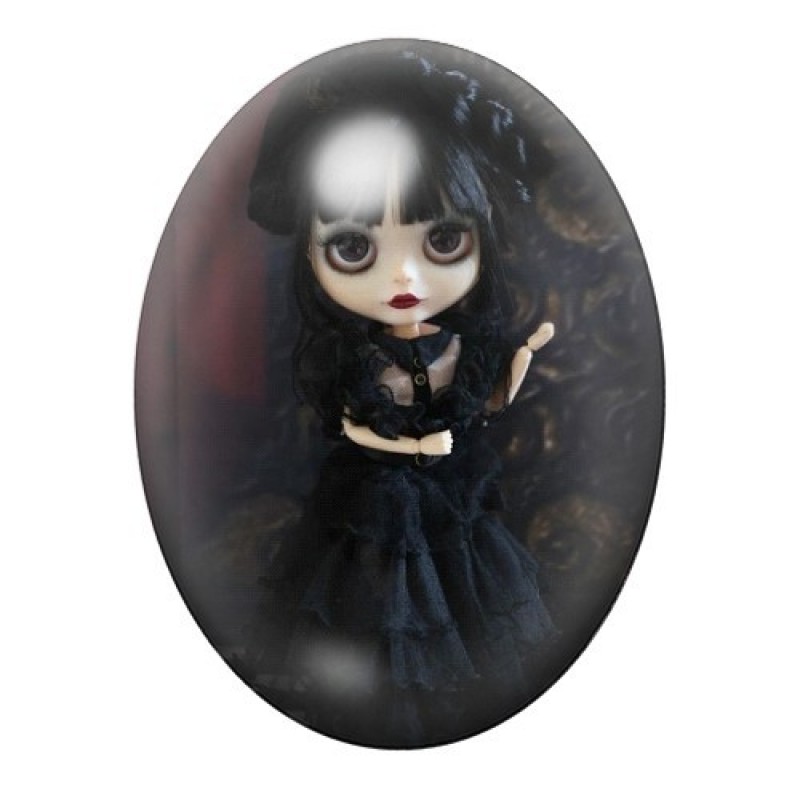 Cabochon en Verre Illustré Mercredi Addams Gothique 13x18, 18x25 ou 30x40mm